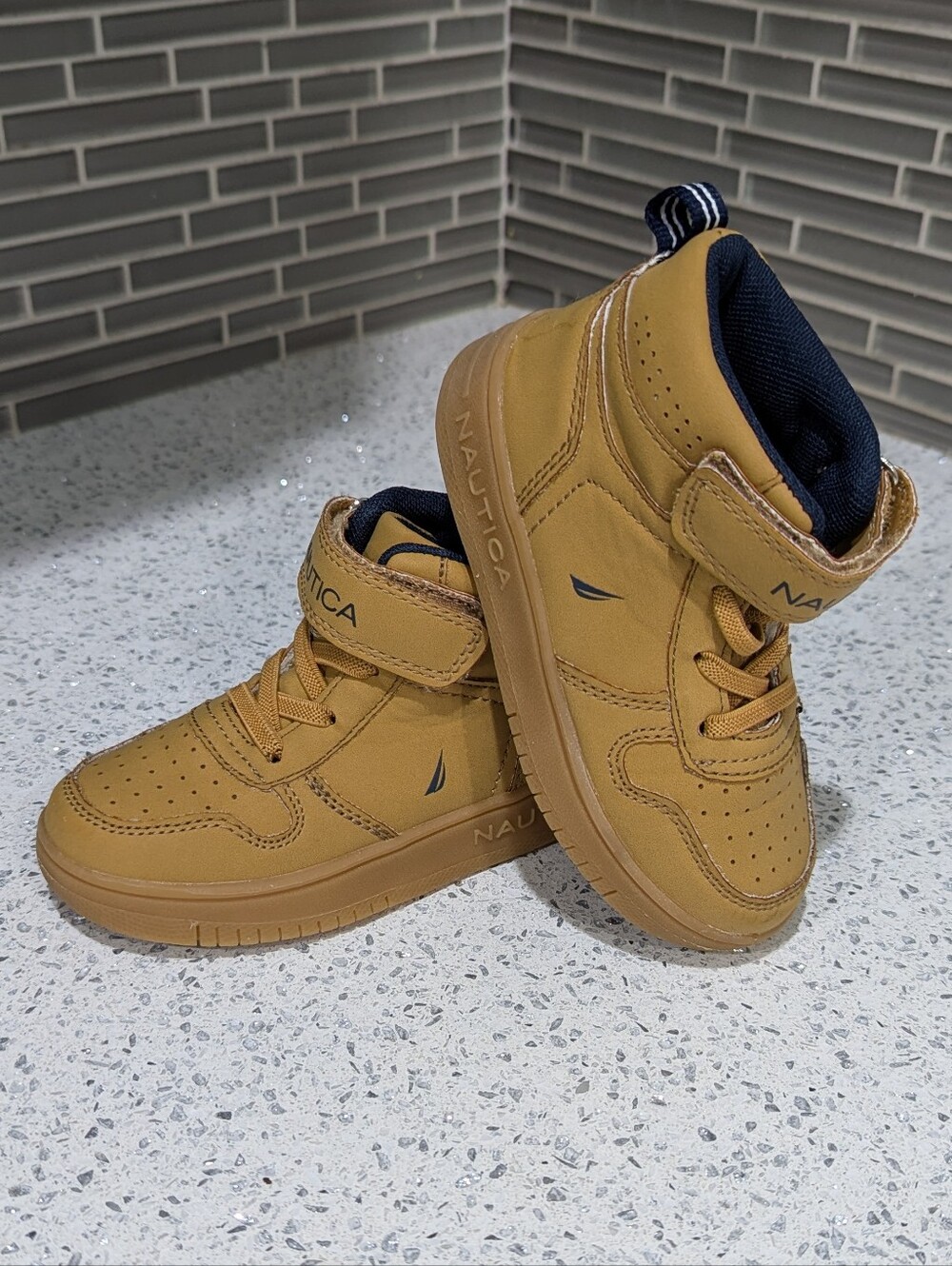 Nautica Kids Oakford Brown Tan Ankle Boots High Top Sneaker Toddler Boy Size 8; - Picture 2 of 10